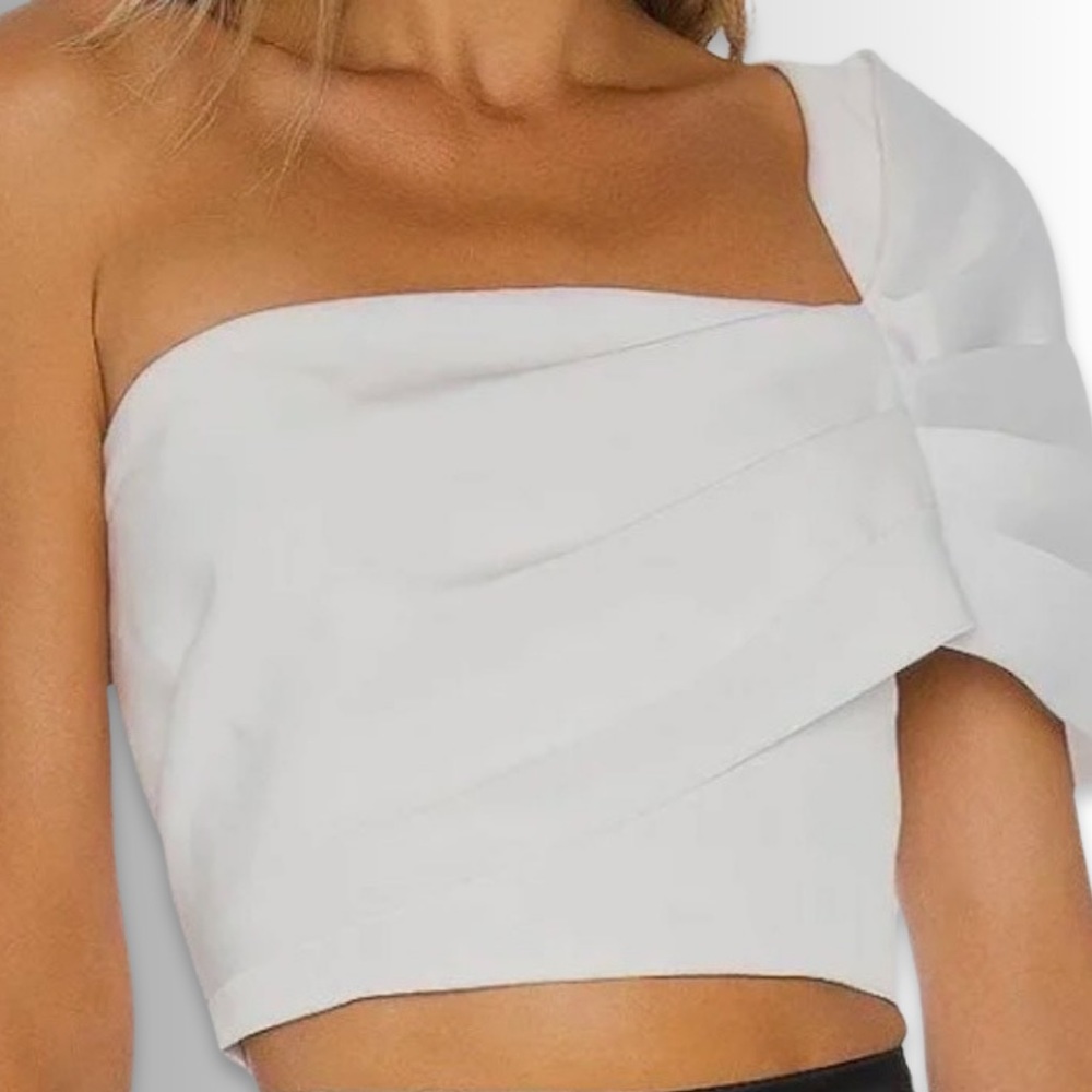 AMUR Linen/Viscose Blend White Halter Top, Back Zip, Size Small